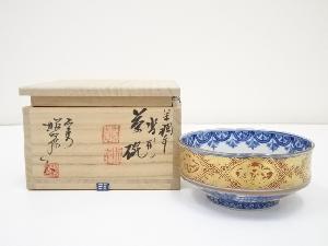 京焼　高野昭阿弥造　金襴手沓形茶碗（共箱）